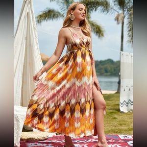 NWOT Maternity Boho Maxi Wrap Side Cami Dress (L 8/10)